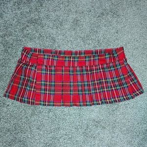 Red plaid schoolgirl mini skirt. Size-Small